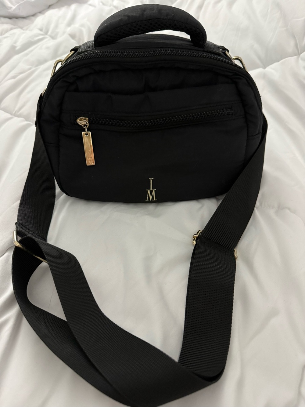 Isaac Mizrahi Black Crossbody with Gold-Tone Accents